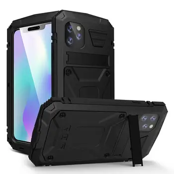 R-Just Heavy Duty броня телефон Case за iPhone 12 Mini Metal алуминиев защитен калъф Case със стойка за iPhone 12 Pro Max
