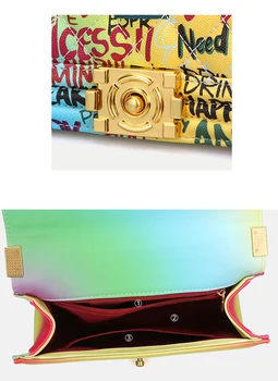 Rainbow цвят луксозни чанти, дамски чанти дизайнер графити Crossbody чанта за жени 2019 дамски портмонета и чанти на известни марки