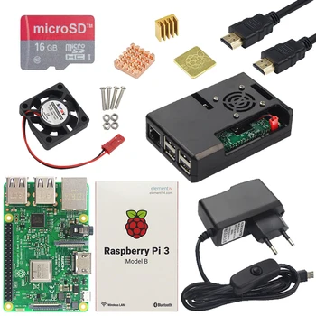 Raspberry Pi Model 3 B или Raspberry Pi Model 3 B Board Plus + ABS Case + захранване Mini PC Pi 3Б/3Б+ с Wi-Fi и Bluetooth