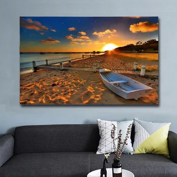 RELIABLL ART Beach Sunset in Природа Pictures пейзаж платно картина на стената плакати за декорация на хола, без рамка