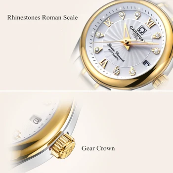 Reloj Mujer CARNIVAL Brand Luxury Ladies Watch Fashion Waterproof Sapphire Crystal автоматични механични часовници за жени часовници