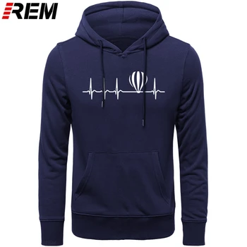 REM Heartbeat балон нов дизайн памук с дълъг ръкав мъжки блузи, потници, жилетки