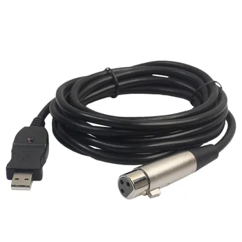 REXLIS 1бр черен 3M 9FT USB мъж до XLR женски кабел захранващ адаптер за микрофон MIC Link кабел Audio Studio Link кабел