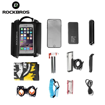 ROCKBROS чанта водоустойчива предната рамка чанта Колоездене на велосипед водоустойчив 6.2 инча горна тръба на рамката Паньер мобилен телефон сензорен екран чанта