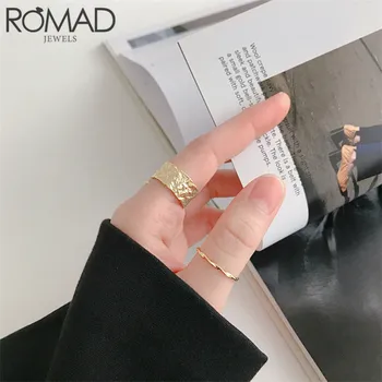 ROMAD прости пръстени от сребро 925 проба за жени момичетата на корейското който отваря пръстен минималистичен INS обрат безименен пръст, сватбена украса на подарък