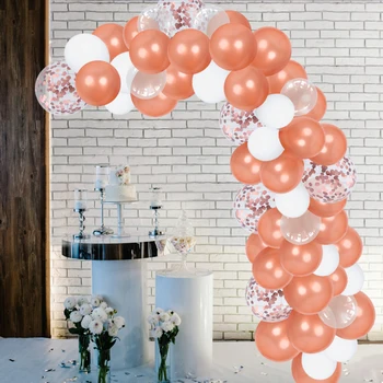 Rose gold балони, конфети топка арка венец комплект рожден ден на бебе Душ сватбена украса на партията деко Mariage топки