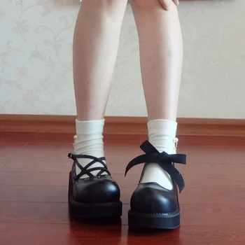 Rosetic Дамски Обувки Пентаграм Готическата Дебели Обувки Тъмно Черен Harajuku Момиче Кръст Колани Голяма Глава Кукла Стари Обувки Дамски Обувки