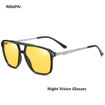 ROUPAI слънчеви очила мъжете 2020 поляризованная мода uv400 марка дизайнер високо качество на шофирането нощно виждане на слънчеви очила квадратен черен