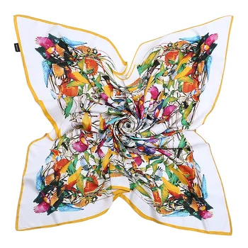 [RUNMEIFA] 2018 Дамски копринен шал-големи шалове тайна птица, цвете, дърво печат квадратни шалове мода Femme Wrap кърпи 130*130 см