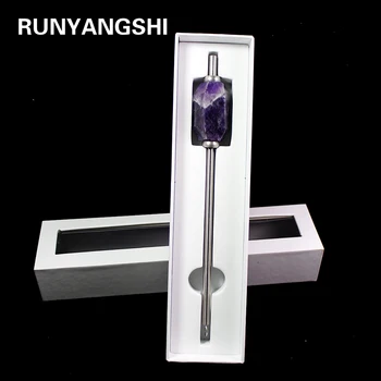 Runyangshi 1бр нов екологично чист сгъваем сън аметист напитка слама Purplecrystal за многократна употреба слама от неръждаема стомана с четка