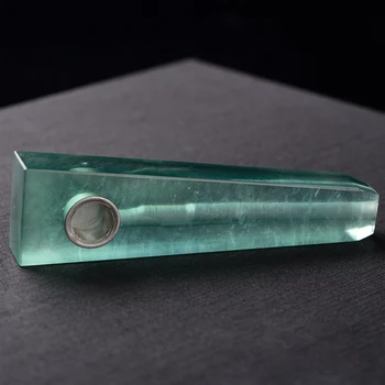 Runyangshi рядък естествен зелен флуорит кристални пръчка тръба с отвор Заздравяване пръчка Кристален комин скъпоценен камък занаяти подарък PL09