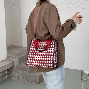S. IKRR ежедневни холщовая чанта на рамото на жената Хаундстут голям капацитет Пазарска чанта чанти за жени от 2021 Голяма Топ-дръжка пазарска чанта