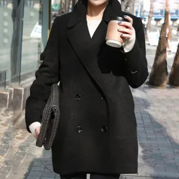SAGACE 2020 есенно-зимния вълнена дамско палто със средна дължина, нов корейски темперамент на жените популярна горна дреха вълнена палто