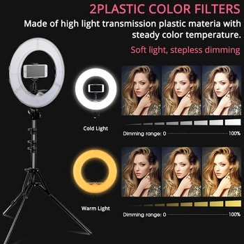 SAMTIAN light ring 14 inch ring lamp dimmable 384PCS LED lighting With tripod for Studio photography YouTube makeup ringlight