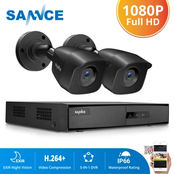 SANNCE 4CH DVR CCTV System 2PCS/4БР 2MP IR Outdoor Security Cameras 1080P TVI ВИДЕОНАБЛЮДЕНИЕ DVR 1280TVL Surveillance Kit