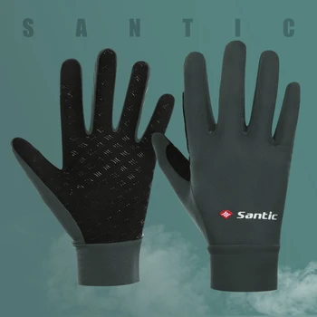 Santic 2020 зимни ръкавици за Колоездене мъже черен гел топло пълен пръст с докосване функция топло устойчив на удари в Азия размер W0P079