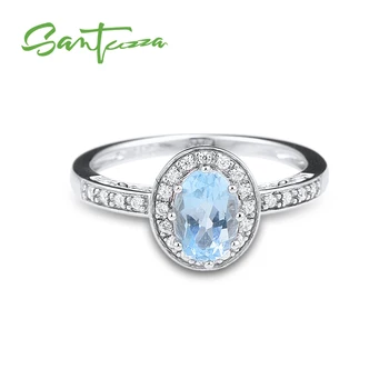 SANTUZZA сребърни пръстени за жени 925 сребро сини лилави камъни пръстени за момичета кубичен цирконий пръстени партия изискани бижута