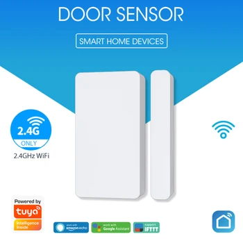 Sasha Smart WiFi сензор врати, Вратата е затворена детектори WiFi приложение известие сигнал на сот подкрепа Алекса Google Home