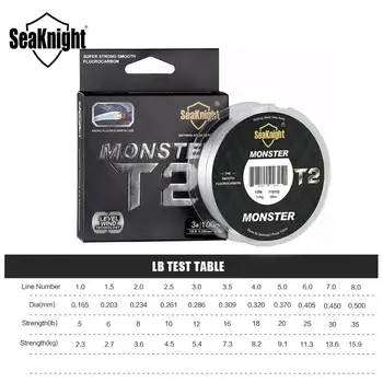 SeaKnight MONSTER Fishing Line T2 Double Fluorocarbon Structure Fishing Line 100M Micro Fluorocarbon Sinking Lines