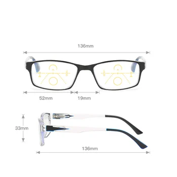 Seemfly Против Blue Light Квадратна Рамка Прогресивно Мультифокальные Очила За Четене На Жените И Мъжете Наклон Пролет Крак Пресбиопия Очила