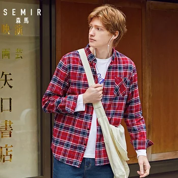 SEMIR 2020 пролет есен нова каре с дълъг ръкав ризи мъже удобни памук отличителни инча блуза памучни дрехи