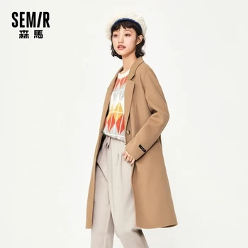 SEMIR кашмир вълна палто жени на средна дължина на вълна яке 2020 есен нов корейски свободни жени ревера яка дрехи