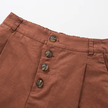 Semir лятото на нов памук и лен ежедневни панталони Женски trapeze тънък ретро однобортный дизайн trend шорти жени