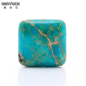 ShinyGem 14*14 мм Чар квадратна форма на морска утайка яспис топчета натурален син текстура камък свободни мъниста за 