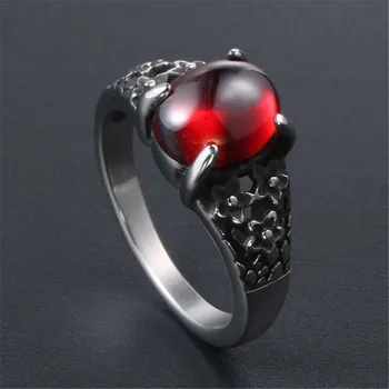 SHQIYAY мъжки пръстен Син Червен Камък квадрат от неръждаема стомана сватбени и годежни пръстени ретро стил Корея модни аксесоари 664