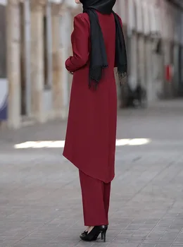 Siskakia Ейд Мубарак Дубай Абая костюм набор от арабски на Турция в мюсюлманския Близък Изток потник+панталон 2 бр. комплекти Ислямска Дамски дрехи есен