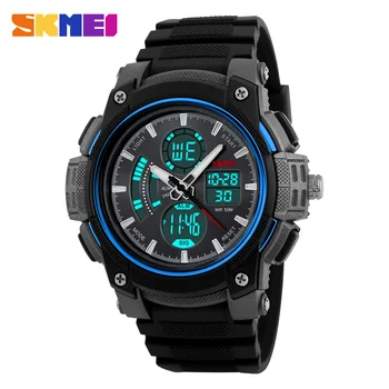SKMEI Sport Watch двоен дисплей на цифрови кварцови часовници водоустойчив Мъжки електронни часовници Relogio Masculino Мъжки спортни часовници