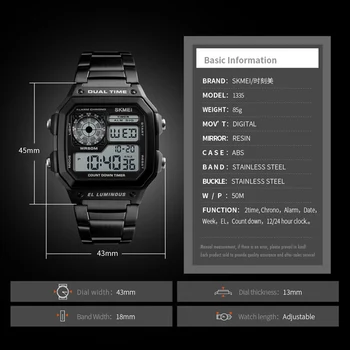 SKMEI Watches Men Brand луксозни спортни часовници е от неръждаема стомана цифри мъжки ръчен часовник Водоустойчив часовник Male reloj hombre 2018