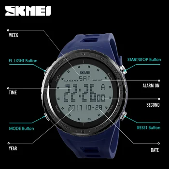 SKMEI мода открит спортен часовник мъжки обратното броене водоустойчив задната светлина Хроно цифров часовник Hombre Reloj Montre Homme