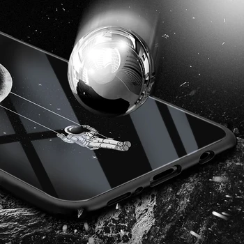 Sky Astronaut Case за Samsung S9 S10 S7 S8 S10e S20 Ultra A51 A71 A40 A50 A20E A70 Note 20 10 9 8 Plus луминисцентно закалено стъкло