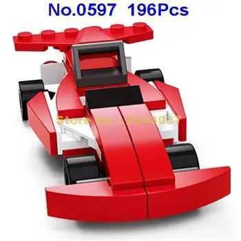 Sluban 196pcs 4in1 на състезателен автомобил, камион спортен автомобил suv градивен елемент играчка