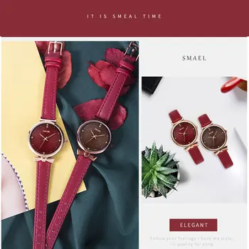 SMAEL дамски часовници луксозна марка аналогов Кварцов часовник за мода Дамски Ladie часовници, водоустойчиви часовници дамски подарък