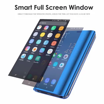 Smart огледало флип калъф за Samsung Galaxy S7edge S8 S9 plus View Window щанд на притежателя, калъфи за телефони Note 8 9 Capa Protect bag
