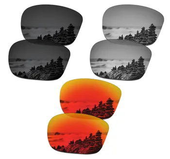 SmartVLT 3 чифта поляризирани очила сменяеми лещи за Oakley Sliver F Стелт черен и сребрист цвят Титан и огнено червен