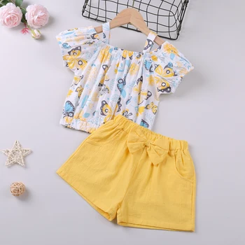 Sodawn Summer Girl Clothing Sets Момиче Clothes Suit Детски T-Shirt +Свободни Панталони С Къс Ръкав Baby Girl Дрехи Детски Облекла