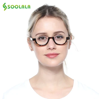SOOLALA 2018 New Semi-Rimless Reading Glasses For Women Men Flat Top Clear Lens Presbyopia Reading Glasses with Case +1.0 to 4.0