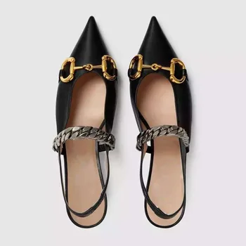 SOUTHLAND New генитални дамски сандали на ниска пета единични обувки за балет апартаменти Horsebit на високи токчета