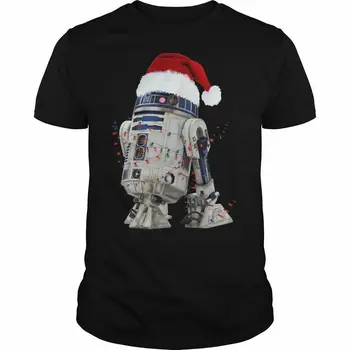 Star R2D2 Коледно Led Light Wars тениска Весела Коледа Black памук мъжете