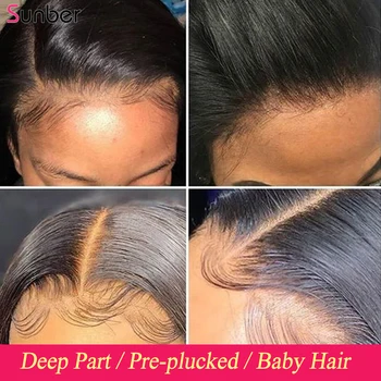 Sunber 28 5X5 инча HD перука затваряне на дантела за жени 180% Реми коса Естествен косата е перуански кост директни перуки затваряне дантела