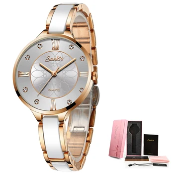 SUNKTA дамски часовници керамични часовници жените просто Диамантени часовници, ежедневни мода часовници Спорт водоустойчив часовник Relogio Feminino
