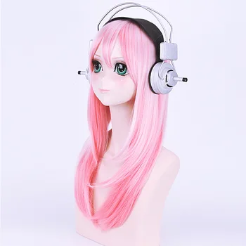SuperSonico SONICO на кенго cosplay розово наклон цвят перука играчка слушалки 2 бр. Комплект жена Хелоуин cosplay шапки карнавал Cos