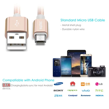 SUPTEC 5V 2A Dual USB Alloy Car Phone Charger Car-charger + Micro USB кабел, бързо зареждане, кабел за Samsung S5 S7 Huawei, Xiaomi