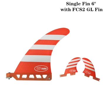 Surf longboard fin 6 inch Surf 6 inch Fin with FCS2 GL Fibreglass in Сърфирах single Fin with FCS2 GL Red/Blue color