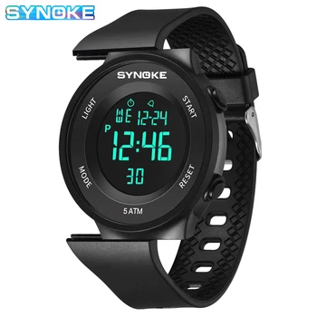 SYNOKE Sport Watch for Men водоустойчив 5Bar цифрови часовници, мъжки електронни часовници будилник с каишка relogio masculino