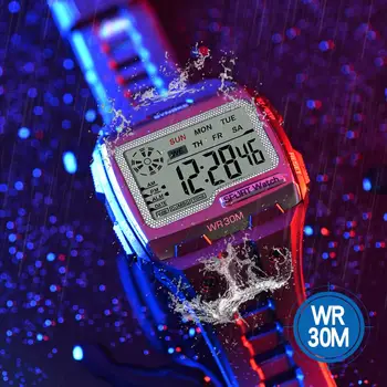 SYNOKE мъжки квадратни цифров часовник светещи големи многофункционални спортни часовници водоустойчиви мъжки часовници led дисплей ръчен часовник digital