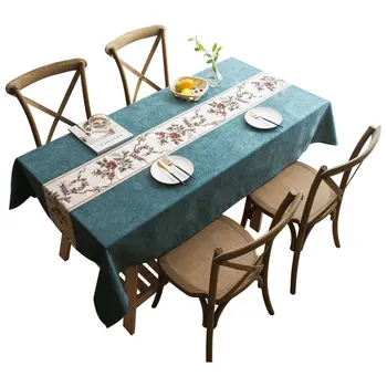 Table Cloth Rectangle Dining Table Cover Washable Nordic Style Wedding Decoration Синя покривка на масата наметала и одеяла